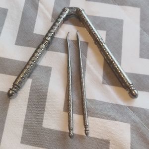 * Henry Marcus Quackenbush HMQ Metal Nut Cracker Shell Seafood 2 Picks, Vintage